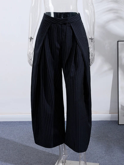 Striped Pleated Wide Leg Pants – Autumn 2025