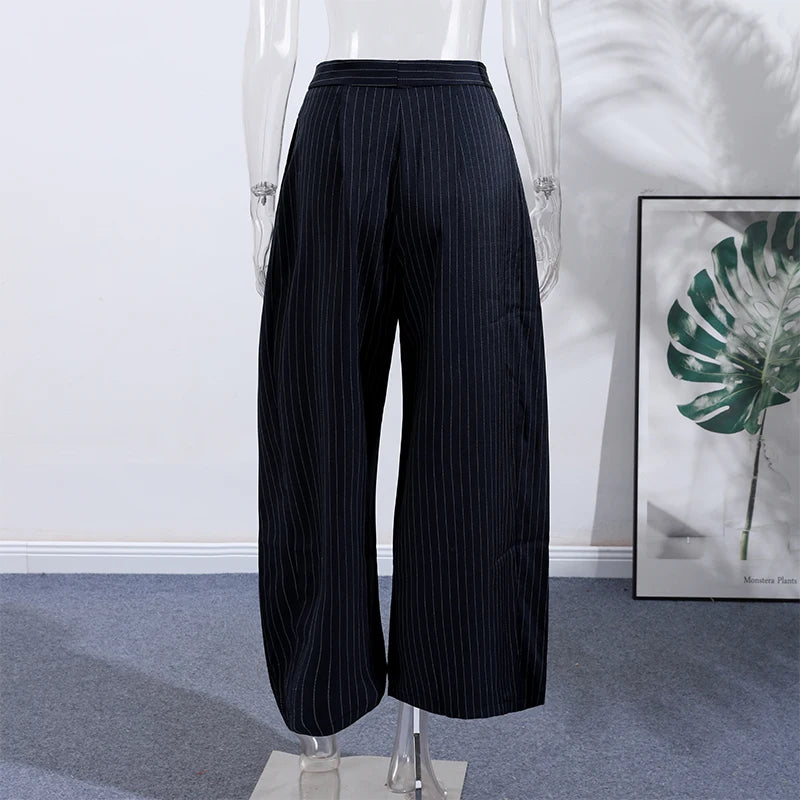 Striped Pleated Wide Leg Pants – Autumn 2025