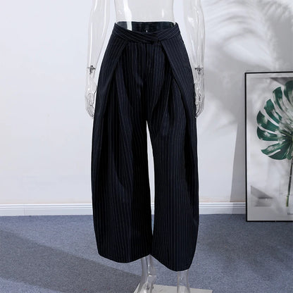 Striped Pleated Wide Leg Pants – Autumn 2025