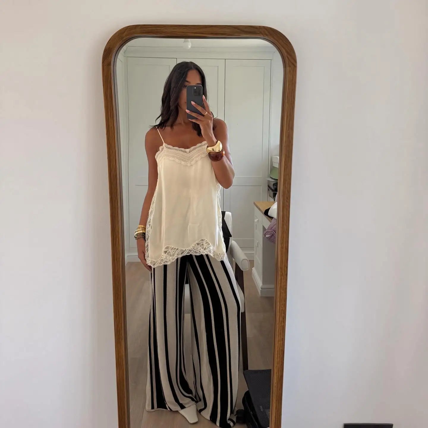 Lace Patchwork V-Neck Top – Summer 2025