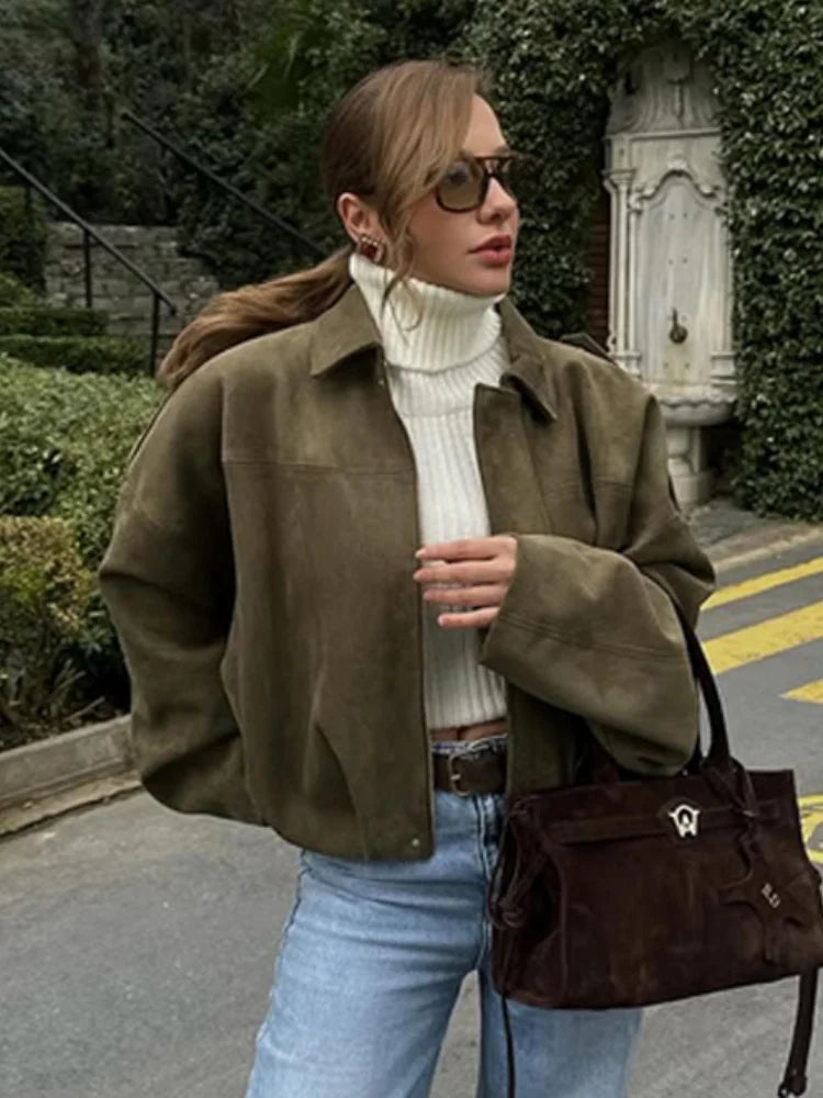 Brown Suede Cropped Jacket – Autumn 2025