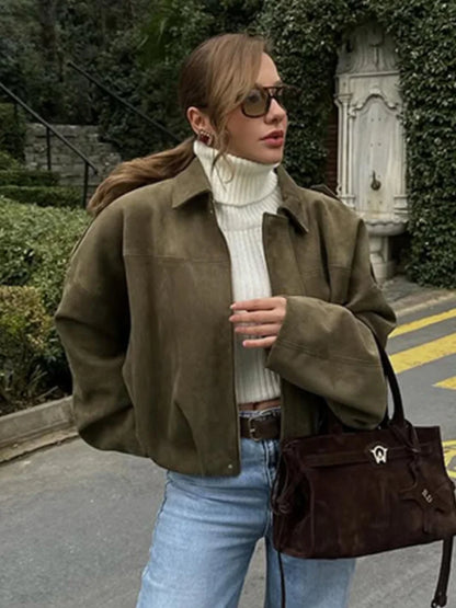 Brown Suede Cropped Jacket – Autumn 2025