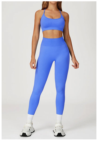 Women’s 2PCS Seamless Yoga Set – Zipper Long Sleeve Crop Top and High Waist Leggings