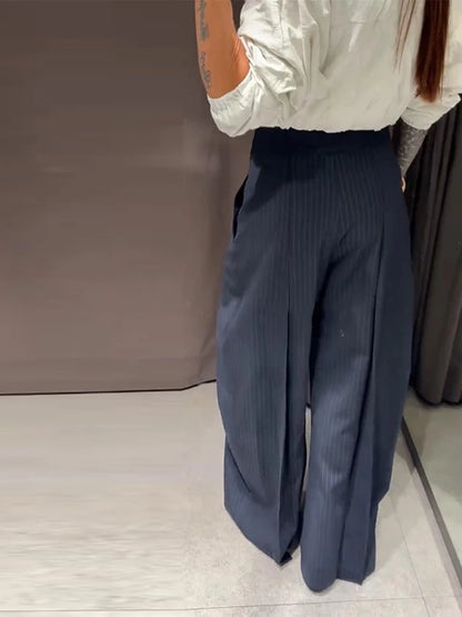 Striped Pleated Wide Leg Pants – Autumn 2025