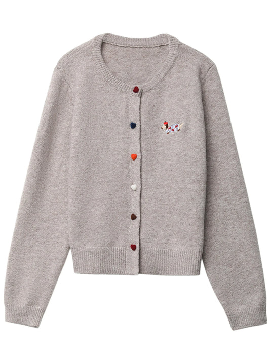 Embroidered Love Button Cardigan – Spring/Autumn 2025 Collection