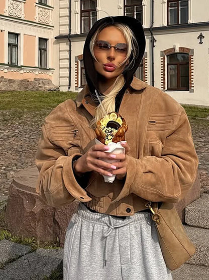 Brown Suede Cropped Jacket – Autumn 2025