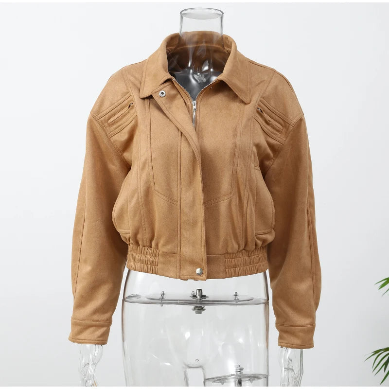 Brown Suede Cropped Jacket – Autumn 2025