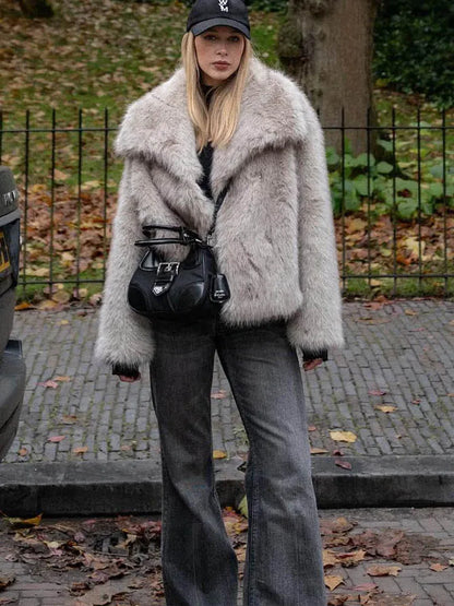 Cropped Faux Fur Coat