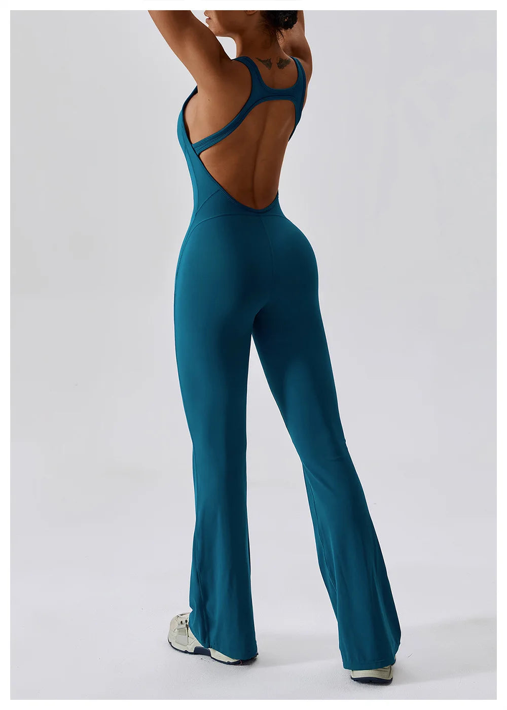 Women’s Solid One-Piece Yoga Jumpsuit – Seamless Fitness Bodysuit