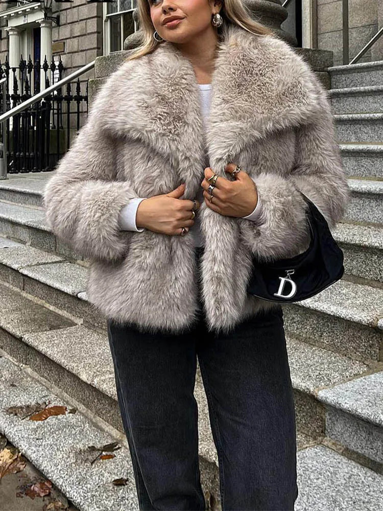 Cropped Faux Fur Coat