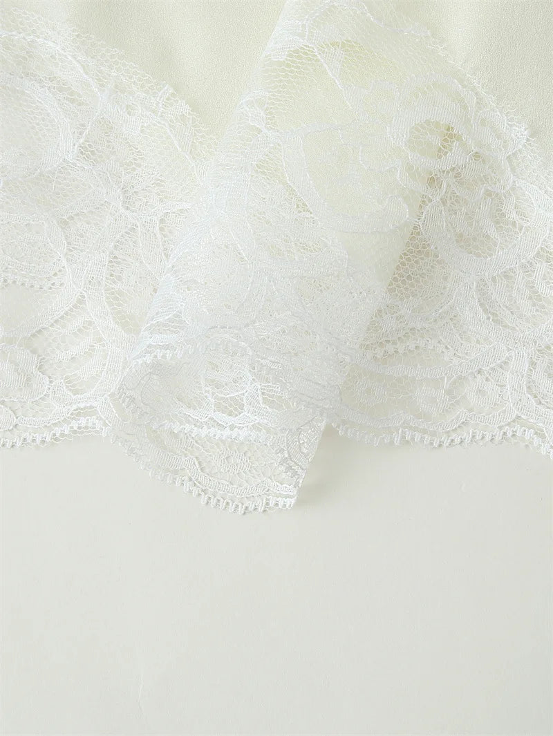 Lace Patchwork V-Neck Top – Summer 2025