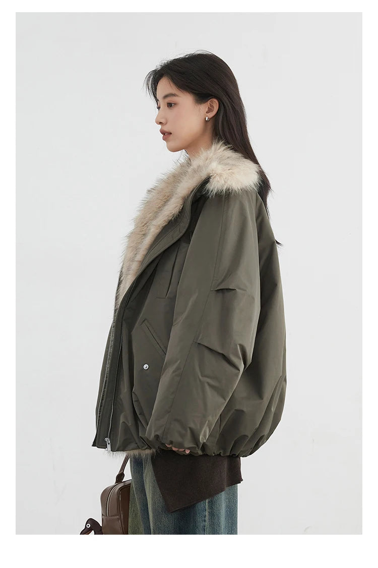 Korean Faux Fur Down Coat – Autumn/Winter 2025 Collection