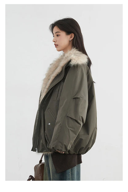 Korean Faux Fur Down Coat – Autumn/Winter 2025 Collection