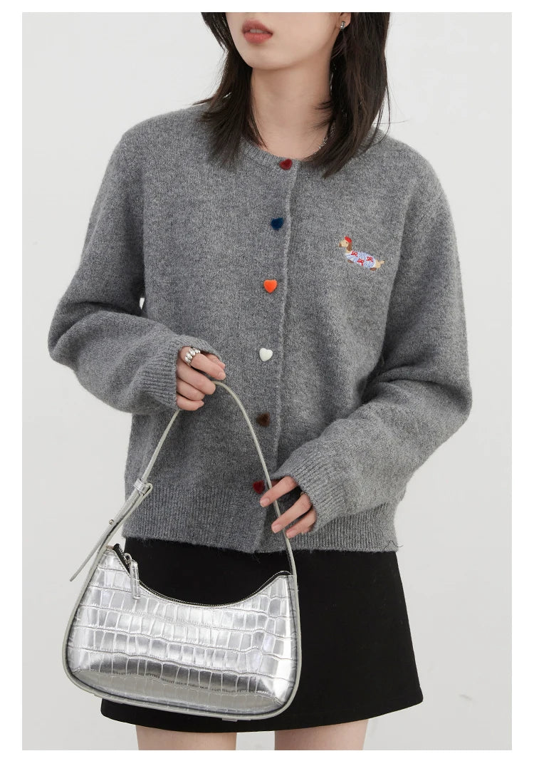 Embroidered Love Button Cardigan – Spring/Autumn 2025 Collection