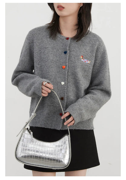 Embroidered Love Button Cardigan – Spring/Autumn 2025 Collection