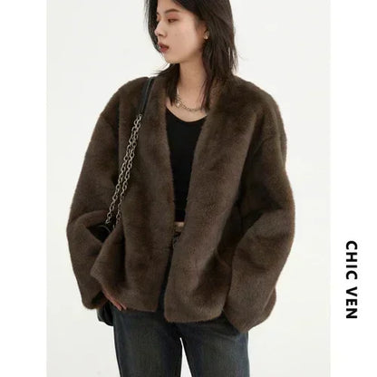 Plush V-Neck Jacket – Winter 2025
