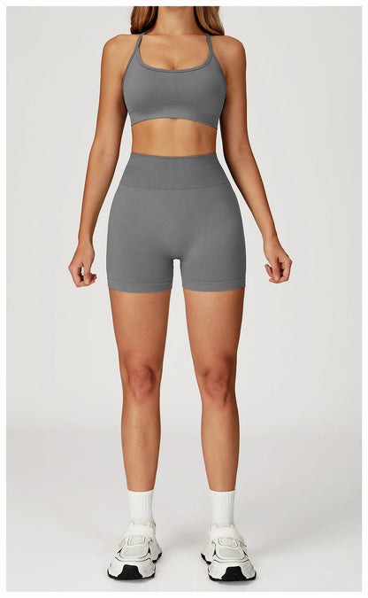 Women’s 2PCS Seamless Yoga Set – Zipper Long Sleeve Crop Top and High Waist Leggings