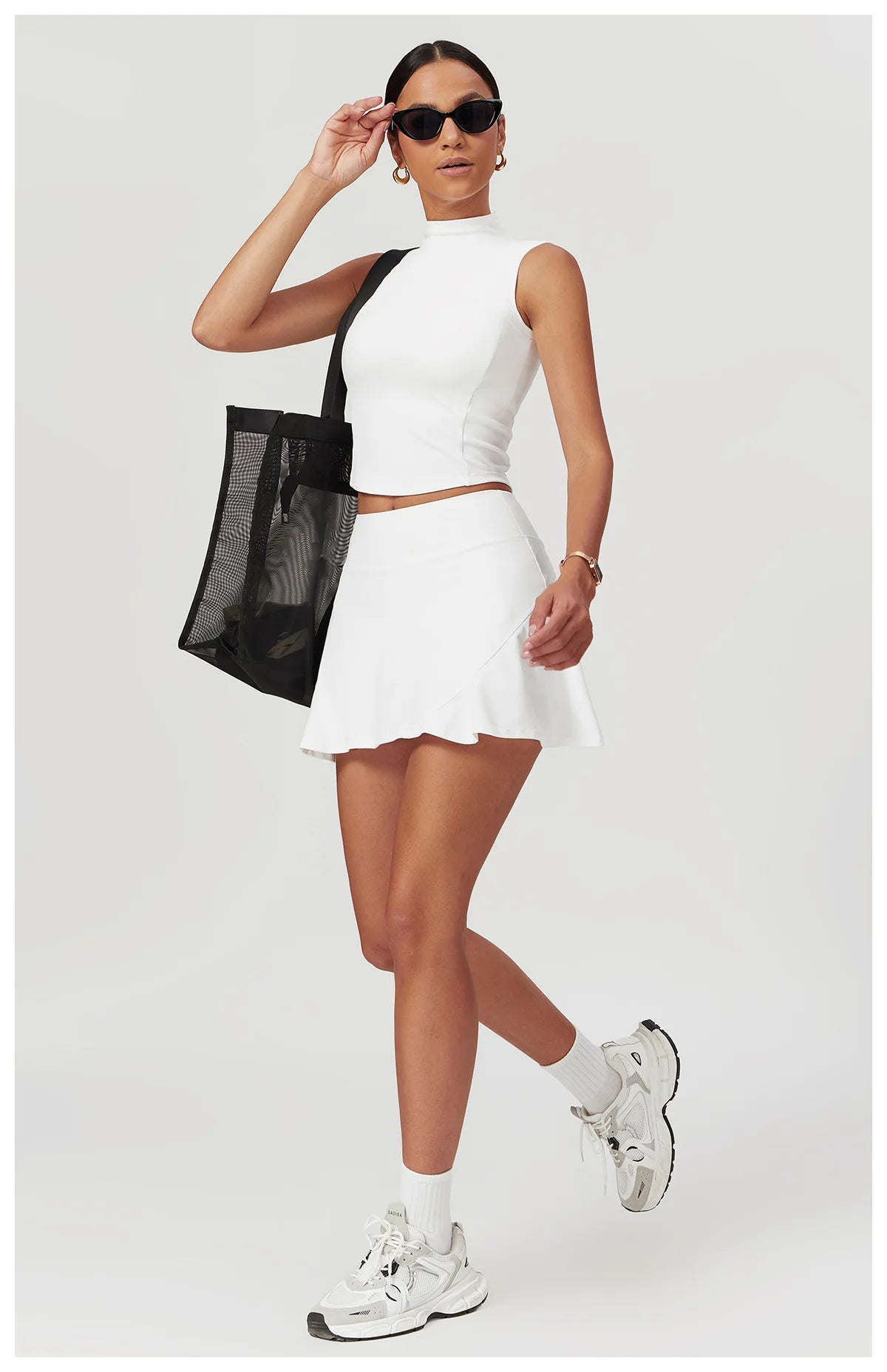 Women’s 2PCS Yoga Skirt Set – Short Sleeve Crop Top and High Waist Leggings