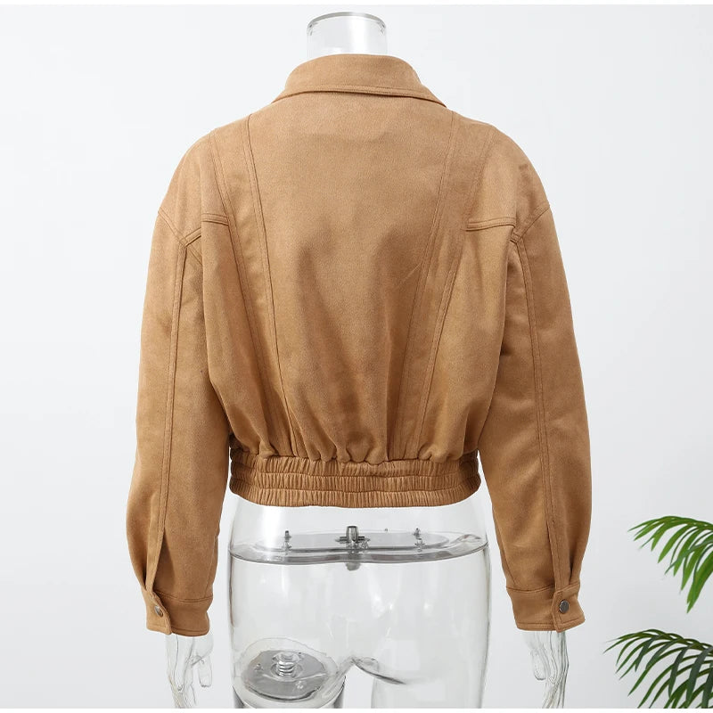 Brown Suede Cropped Jacket – Autumn 2025