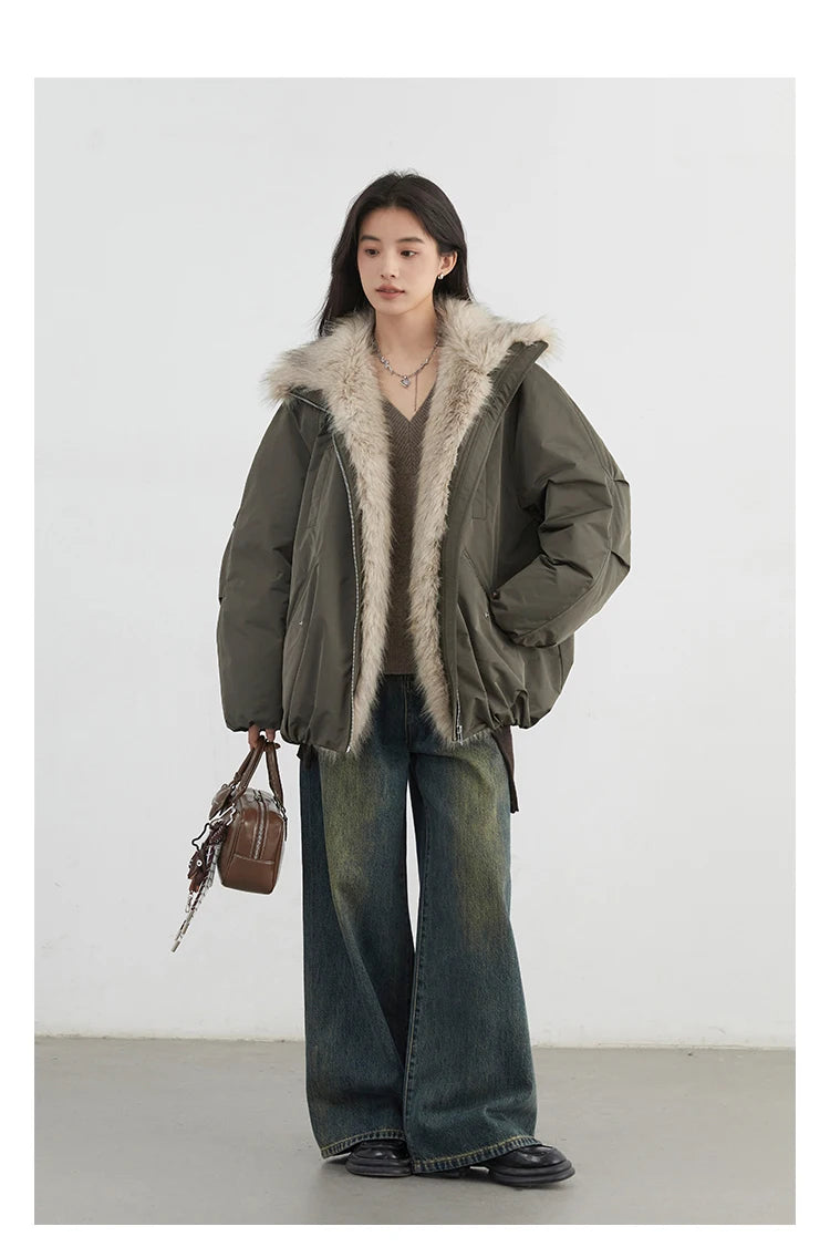 Korean Faux Fur Down Coat – Autumn/Winter 2025 Collection