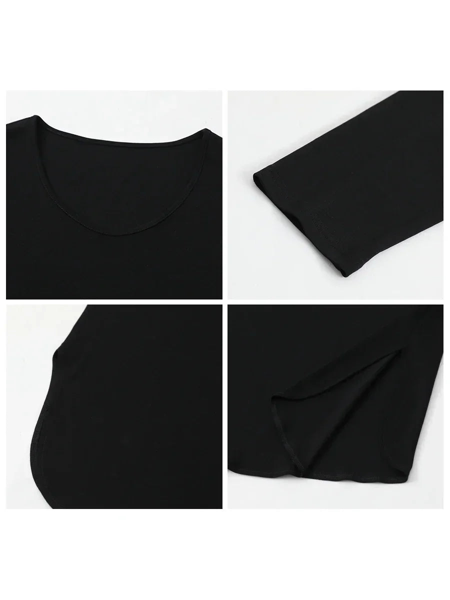 Casual U-Neck Long Sleeve Tee – Spring/Autumn 2025 Collection