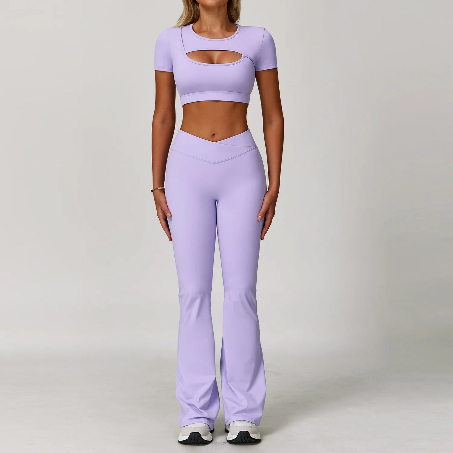 Women’s 3PCS Yoga Set – Long Sleeve Crop Top