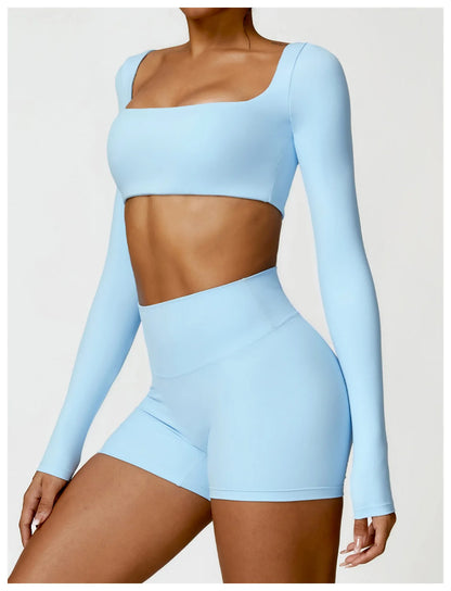 Women’s Long Sleeve Yoga Shirt – Quick-Dry Push-Up Fitness Top