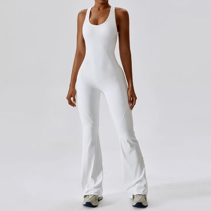 Women’s Solid One-Piece Yoga Jumpsuit – Seamless Fitness Bodysuit