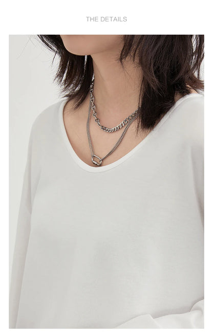 Casual U-Neck Long Sleeve Tee – Spring/Autumn 2025 Collection