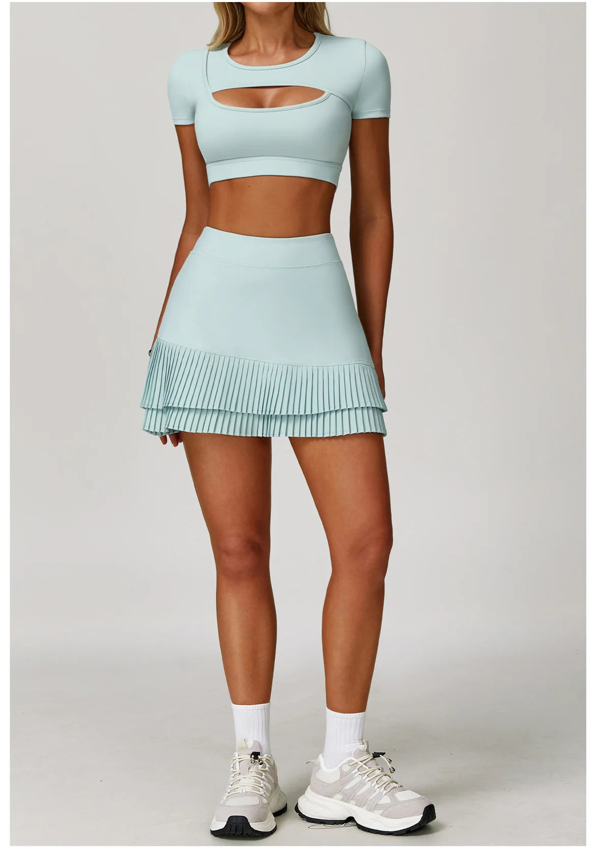 Women’s 3PCS Yoga Set – Long Sleeve Crop Top