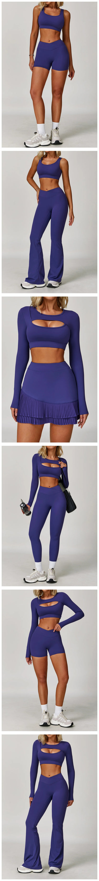 Women’s 3PCS Yoga Set – Long Sleeve Crop Top