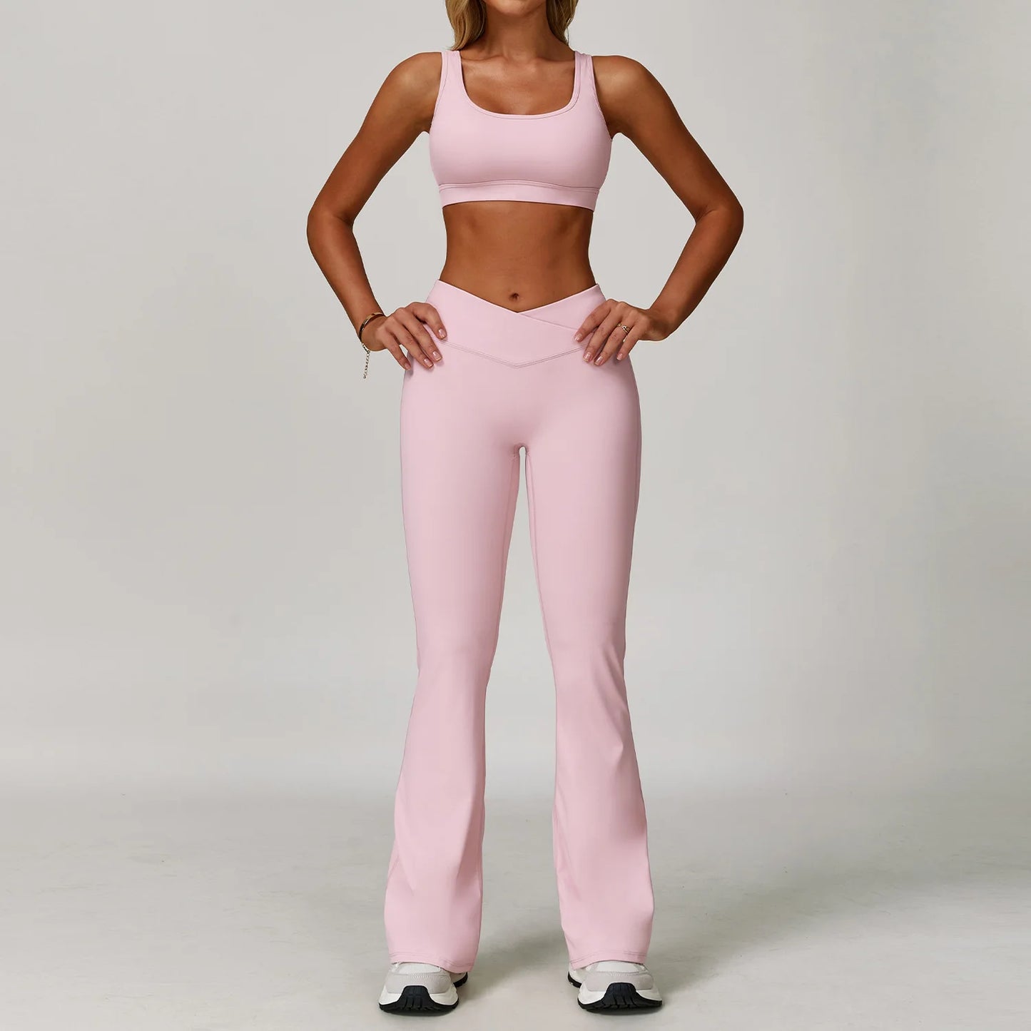 Women’s 3PCS Yoga Set – Long Sleeve Crop Top