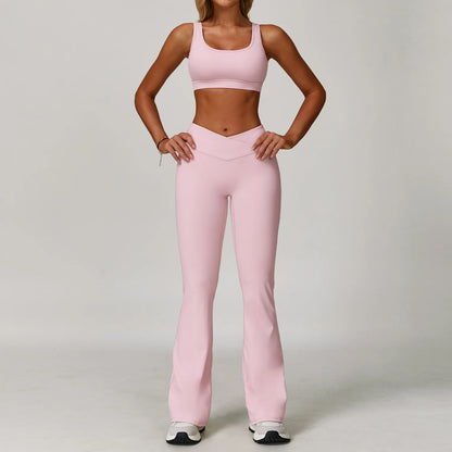 Women’s 3PCS Yoga Set – Long Sleeve Crop Top