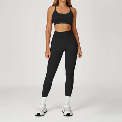 Women’s 2PCS Seamless Yoga Set – Zipper Long Sleeve Crop Top and High Waist Leggings