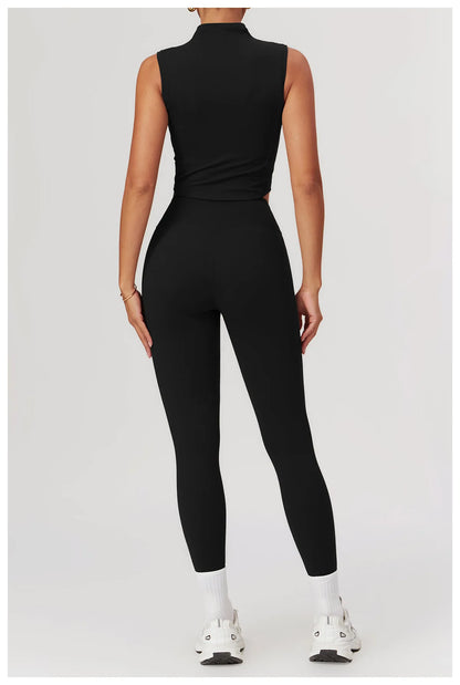 Women’s 2PCS Yoga Skirt Set – Short Sleeve Crop Top and High Waist Leggings