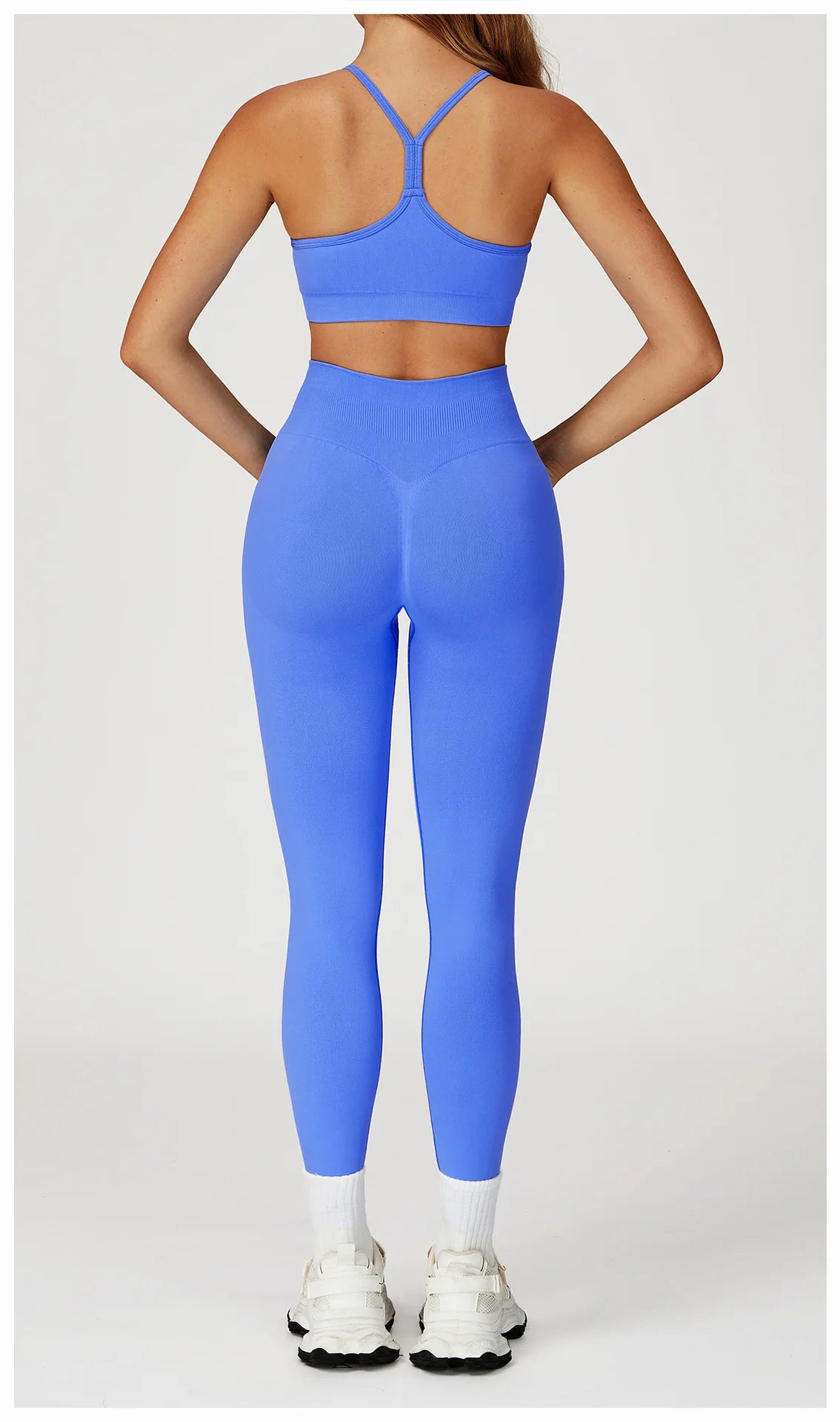 Women’s 2PCS Seamless Yoga Set – Zipper Long Sleeve Crop Top and High Waist Leggings