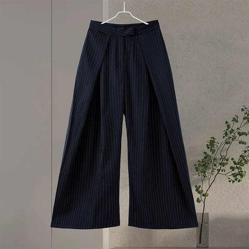 Striped Pleated Wide Leg Pants – Autumn 2025
