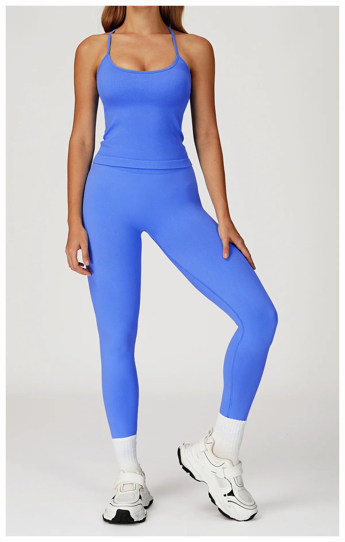 Women’s 2PCS Seamless Yoga Set – Zipper Long Sleeve Crop Top and High Waist Leggings