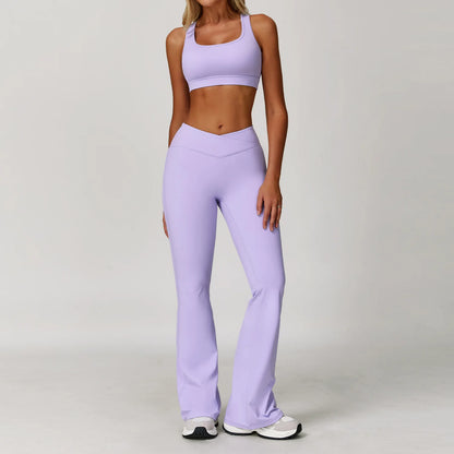 Women’s 3PCS Yoga Set – Long Sleeve Crop Top