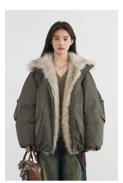Korean Faux Fur Down Coat – Autumn/Winter 2025 Collection