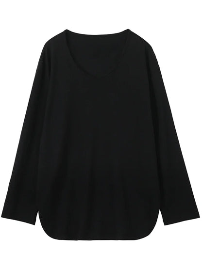 Casual U-Neck Long Sleeve Tee – Spring/Autumn 2025 Collection