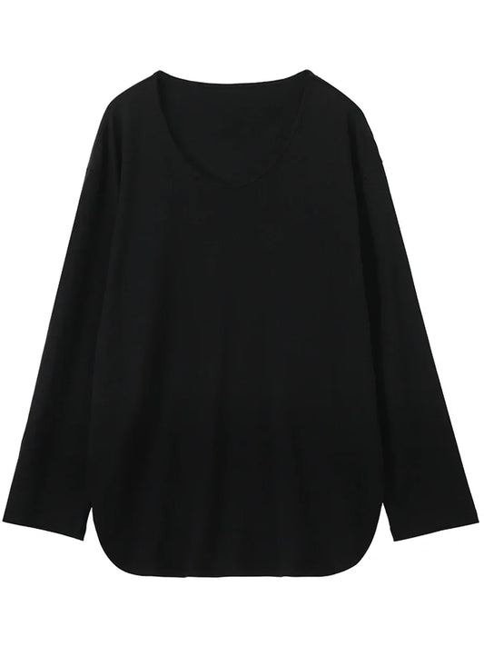 Casual U-Neck Long Sleeve Tee – Spring/Autumn 2025 Collection