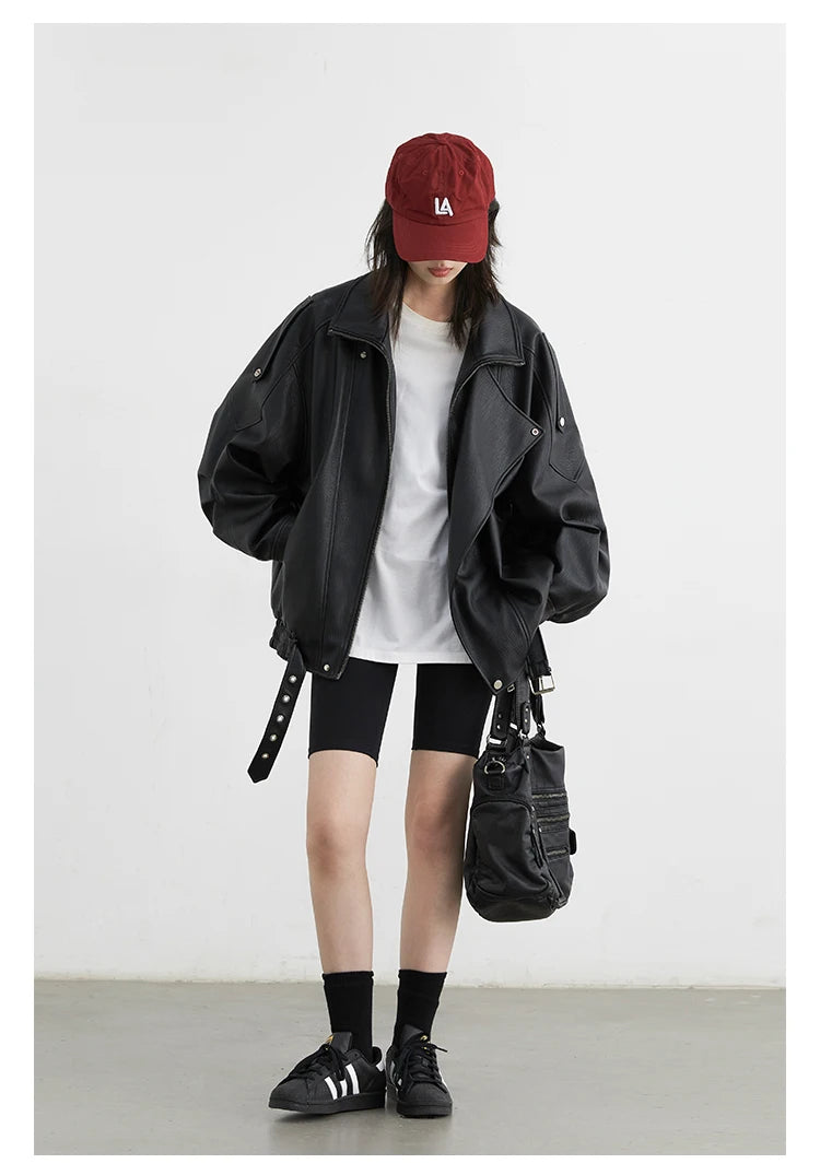 Retro PU Leather Jacket – Spring/Autumn 2025