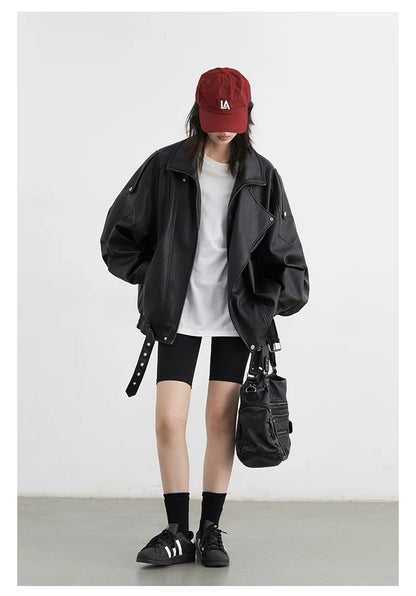 Retro PU Leather Jacket – Spring/Autumn 2025