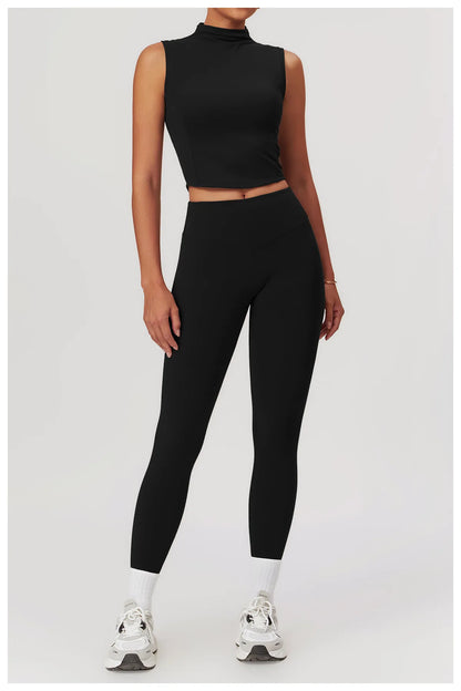 Women’s 2PCS Yoga Skirt Set – Short Sleeve Crop Top and High Waist Leggings