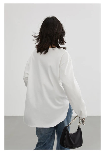 Casual U-Neck Long Sleeve Tee – Spring/Autumn 2025 Collection