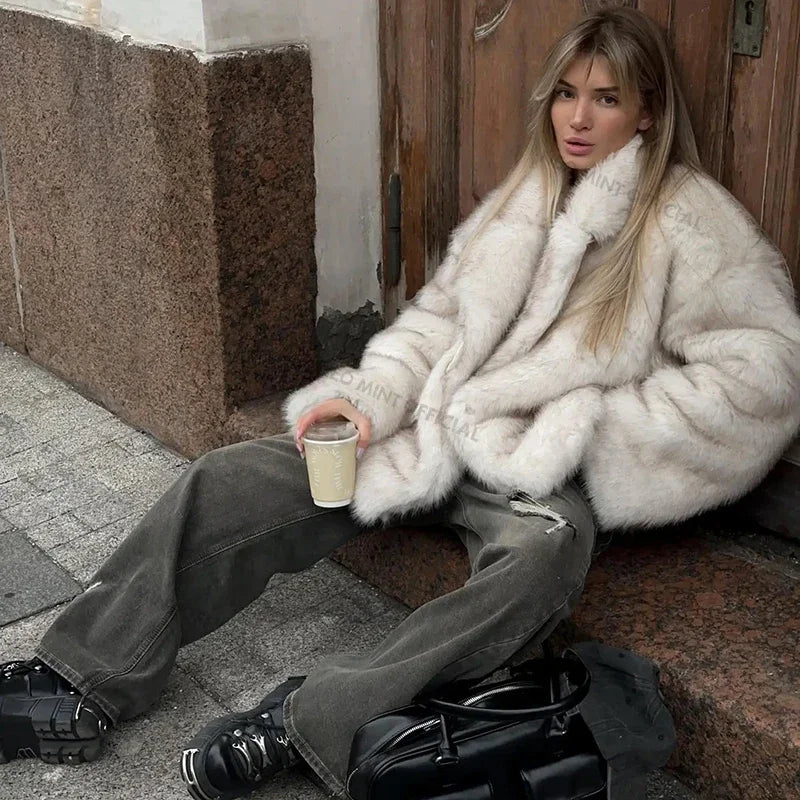 Neo Mint 2025 Winter Fashion Oversized Gradient Coat