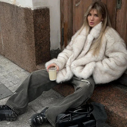 Neo Mint 2025 Winter Fashion Oversized Gradient Coat