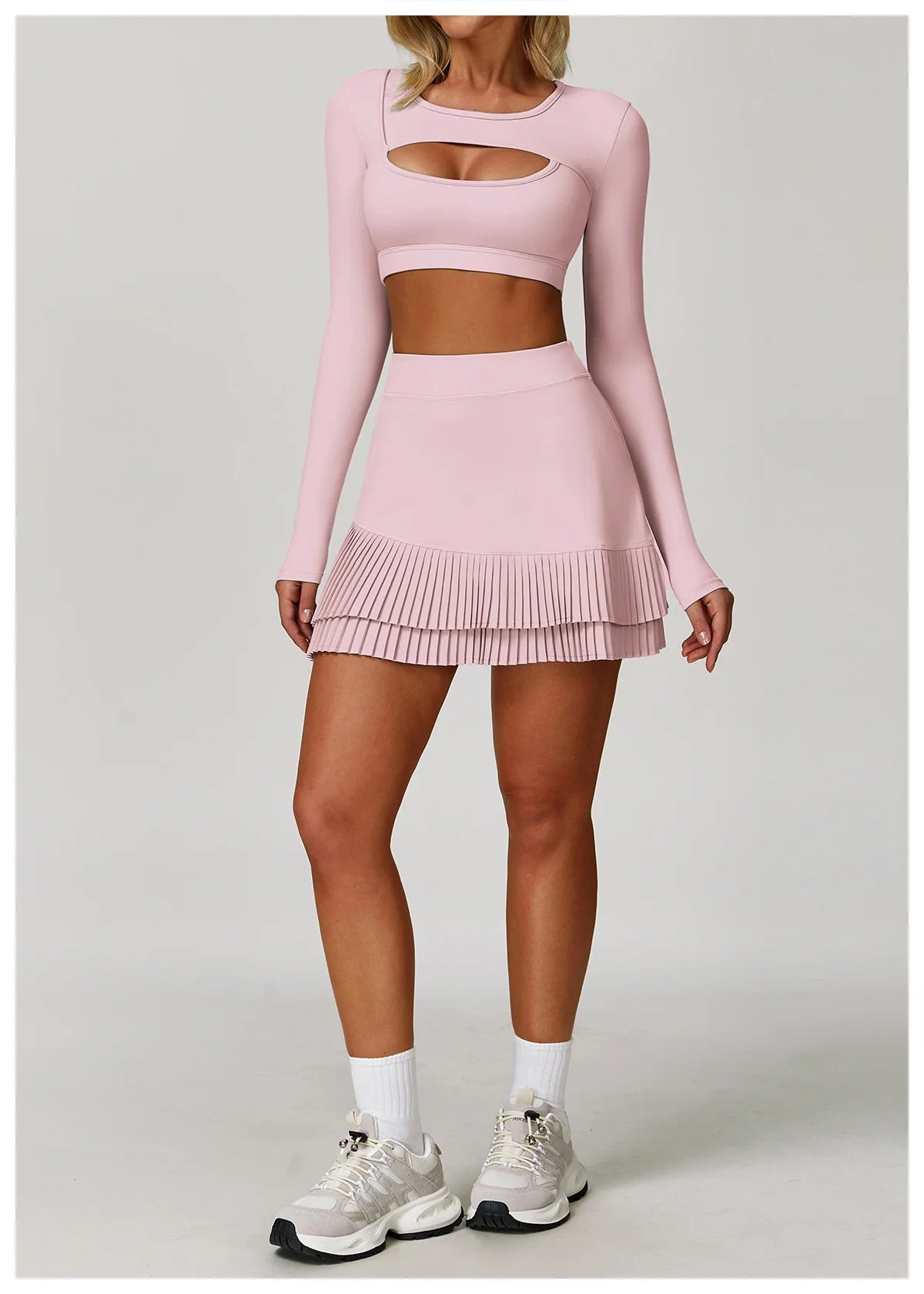 Women’s 3PCS Yoga Set – Long Sleeve Crop Top