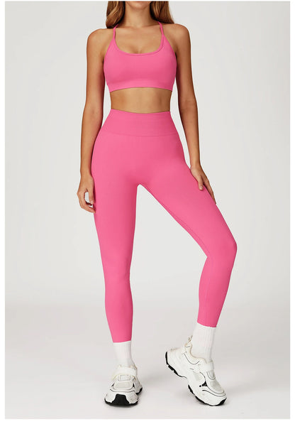 Women’s 2PCS Seamless Yoga Set – Zipper Long Sleeve Crop Top and High Waist Leggings